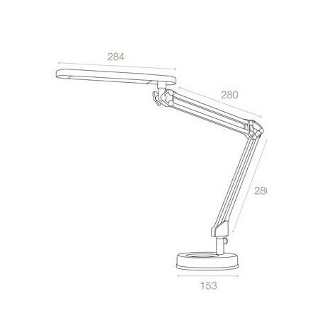 ARCHIVO 2000 LÁMPARA LED FLEXO DE SOBREMESA CABEZAL PIVOTABLE HORIZONTAL/VERTICAL CON BASE LUZ BLANCO NEUTRO 150X565X280MM PLATA