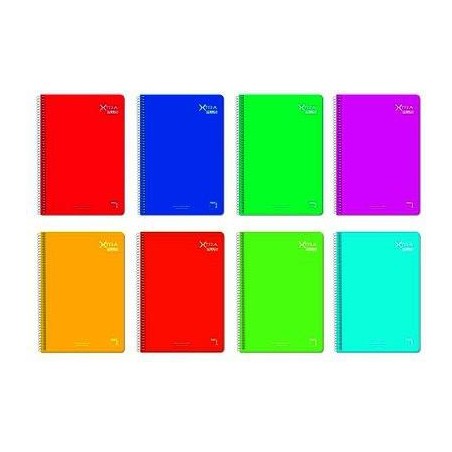 PACSA CUADERNO XTRA 80H 4º 60GR 4X4M TAPA DURA PACK 5 UD COLORES SURTIDOS