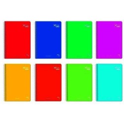 PACSA CUADERNO XTRA 80H 4º 60GR PAUTA 2,5CM TAPA DURA PACK 5 UD COLORES SURTIDOS