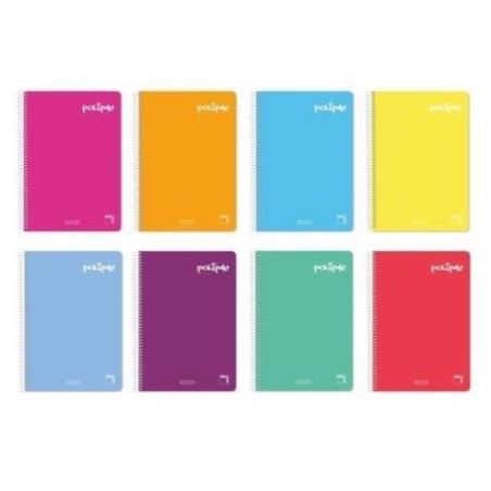 PACSA CUADERNO POLIPAC 80H FOLIO 70GR 4X4MM TAPAS PP PACK 5 UD COLORES SURTIDOS
