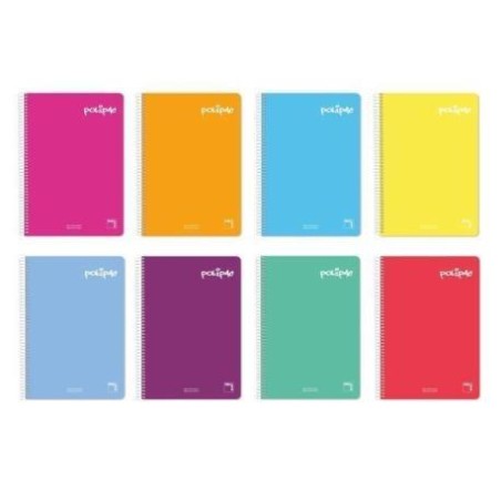 PACSA CUADERNO POLIPAC 80H FOLIO 70GR PAUTA 2,5CM TAPAS PP PACK 5 UD COLORES SURTIDOS