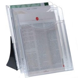ARCHIVO 2000 EXPOSITOR SOBREMESA ARCHIPLAY 3 COMPARTIMENTOS DIN A4 VERTICAL 200X240X315 MM CRISTAL TRANSPARENTE