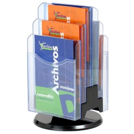 ARCHIVO 2000 PORTAFOLLETOS SOBREMESA GIRATORIO ARCHIPLAY 6 COMPARTIMENTOS A4 VERTICAL POLIESTIRENO TRANSPARENTE