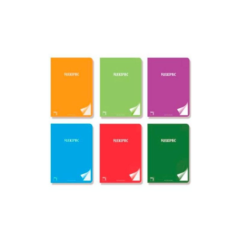 PACSA LIBRETA FLEXIPAC 48H A4 90GR PAUTA 2,5CM TAPAS PP PACK 6 UD COLORES SURTIDOS