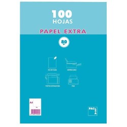 PACSA PAPEL EXTRA 100H A4 80GR LISO SIN TALADROS RETRACTILADO BLANCO