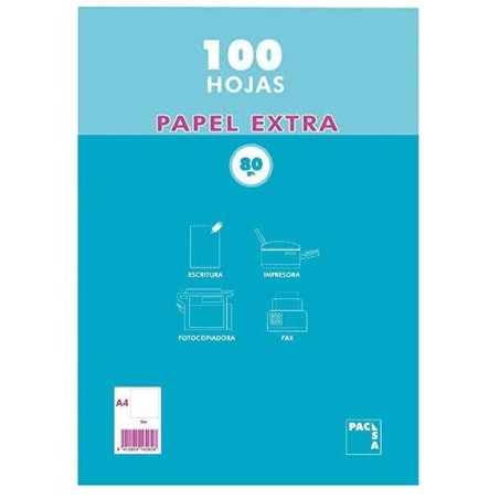PACSA PAQUETE PAPEL EXTRA 100H A4 80GR 4X4MM SIN TALADROS RETRACTILADO