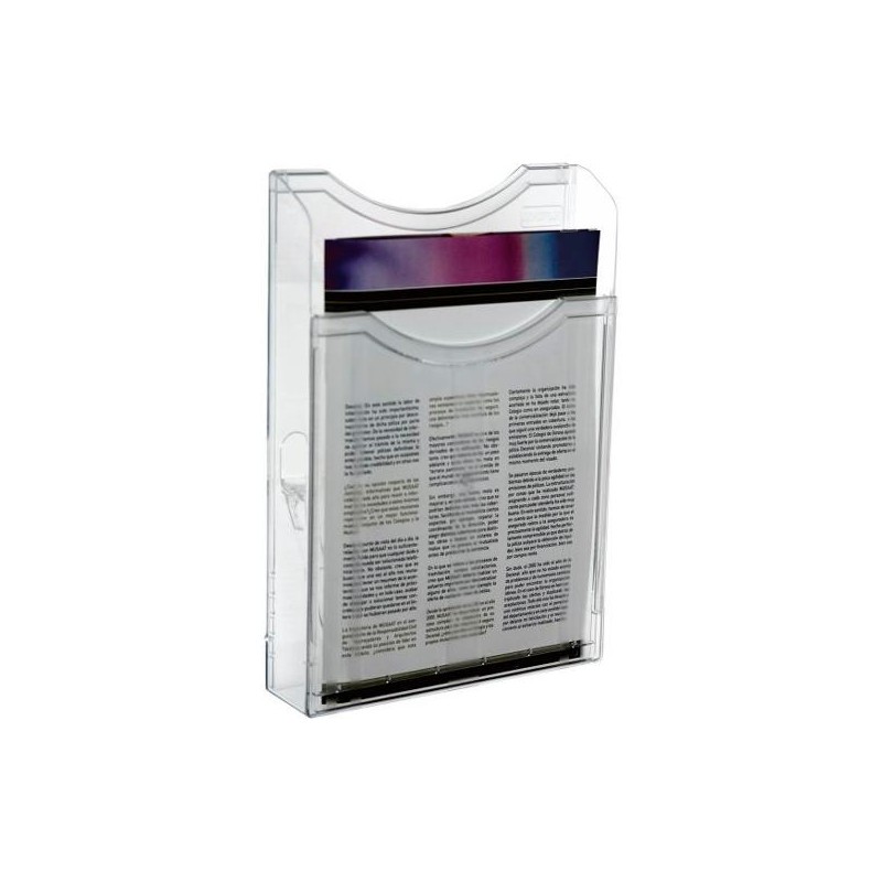 ARCHIVO 2000 PORTAFOLLETOS MURAL ARCHIPLAY 1 COMPARTIMENTO A4 VERTICAL PEGADO A PARED POLIESTIRENO TRANSPARENTE