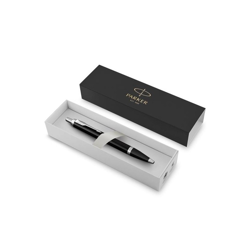 PARKER BOLÍGRAFO IM BLACK CHROME TRIM BALLPOINT PUNTA MEDIA TINTA AZUL