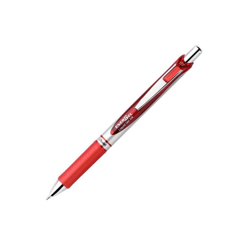PENTEL BOLÍGRAFO ENERGEL RETRÁCTIL PUNTA 0.7MM ROJO -12U-