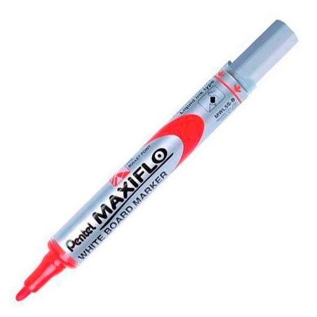 PENTEL MARCADOR PIZARRA BLANCA MAXIFLO MWL-5S ROJO CAJA 12 UD