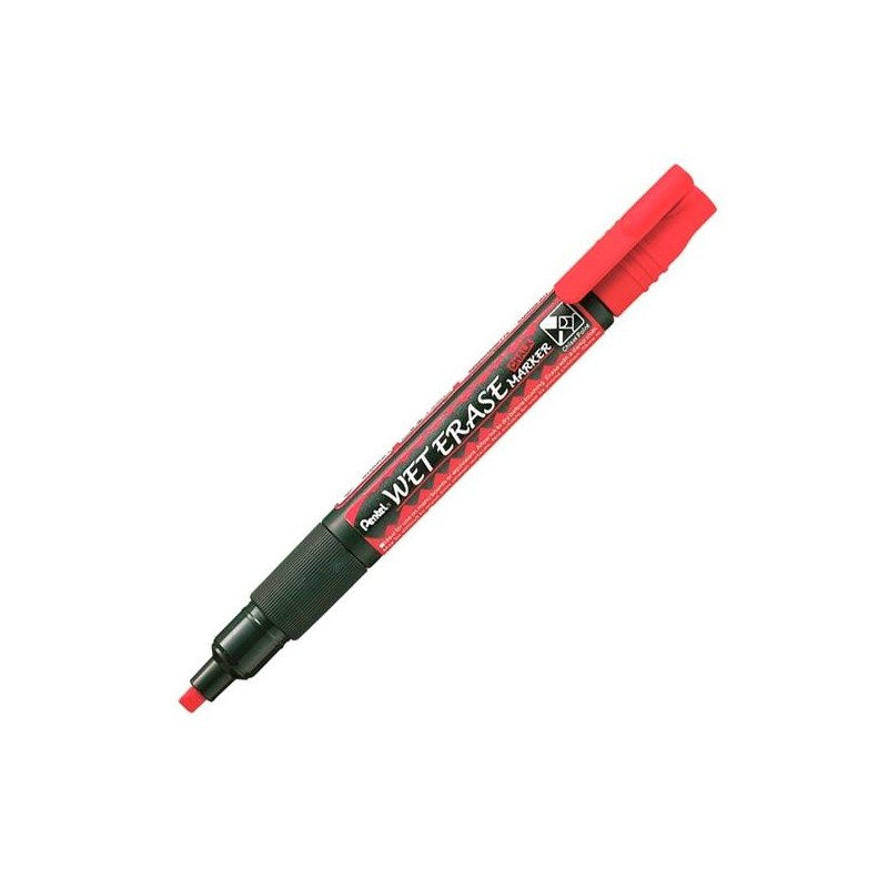PENTEL MARCADOR DE TIZA LÍQUIDA WET ERASE ROJO CAJA 12 UD