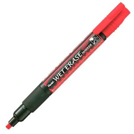 PENTEL MARCADOR DE TIZA LÍQUIDA WET ERASE ROJO CAJA 12 UD