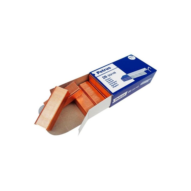PETRUS GRAPAS MOD.26 (23/10) COBREADAS PARA GRAPADORA 1600 -CAJA DE 1000-