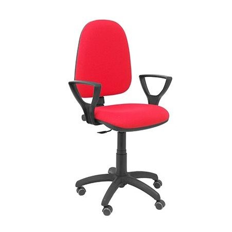 PIQUERAS Y CRESPO SILLA AYNA GIRATORIA C.PERMANENTE BRAZOS FIJOS RUEDAS DE PARQUÉ TEJIDO BALI ROJO