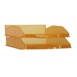 ARCHIVO 2000 BANDEJA APILABLE EN 3 POSICIONES FONDO LISO DIN A4 Y FOLIO 345X255X60 MM NARANJA TRASLÚCIDO