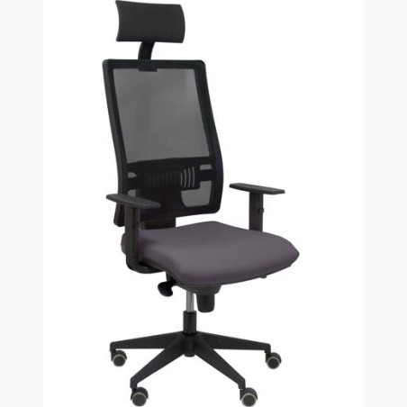 PIQUERAS Y CRESPO SILLA HORMA GIRATORIA SINCRO BRAZOS REG. CABECERO RESPALDO MALLA NEGRO ASIENTO TEJIDO BALI GRIS