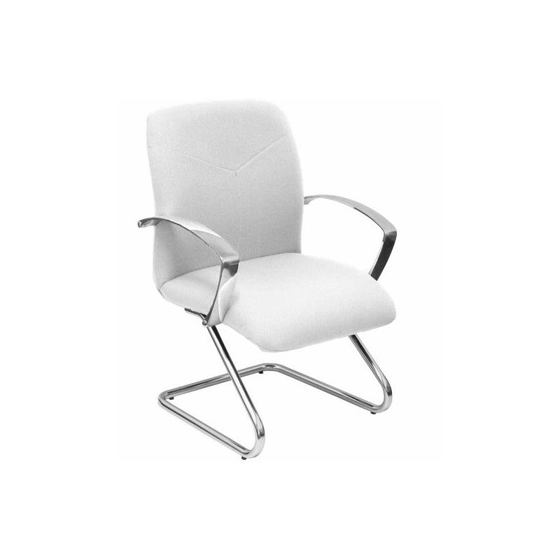 PIQUERAS Y CRESPO SILLÓN CONFIDENTE CAUDETE BRAZOS FIJOS PATÍN CHASIS CROMADO TEJIDO BALI BLANCO