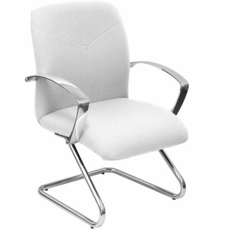 PIQUERAS Y CRESPO SILLÓN CONFIDENTE CAUDETE BRAZOS FIJOS PATÍN CHASIS CROMADO TEJIDO BALI BLANCO