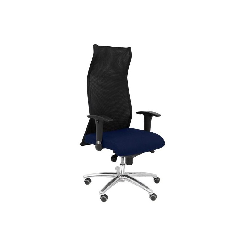 PIQUERAS Y CRESPO SILLÓN DE DIRECCIÓN SAHUCO XL REFORZADO SINCRO BRAZOS REG. RESPALDO MALLA NEGRO ASIENTO BALI AZUL MARINO