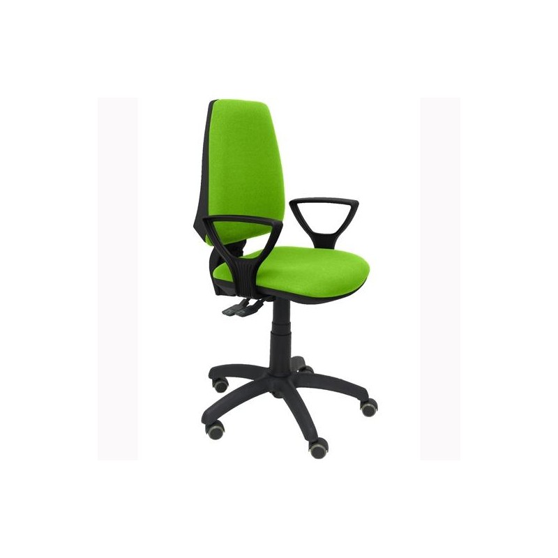 PIQUERAS Y CRESPO SILLA ELCHE GIRATORIA ASINCRO BRAZOS FIJOS RUEDAS DE PARQUÉ TEJIDO BALI VERDE PISTACHO