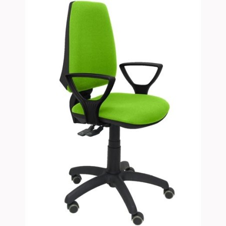 PIQUERAS Y CRESPO SILLA ELCHE GIRATORIA ASINCRO BRAZOS FIJOS RUEDAS DE PARQUÉ TEJIDO BALI VERDE PISTACHO