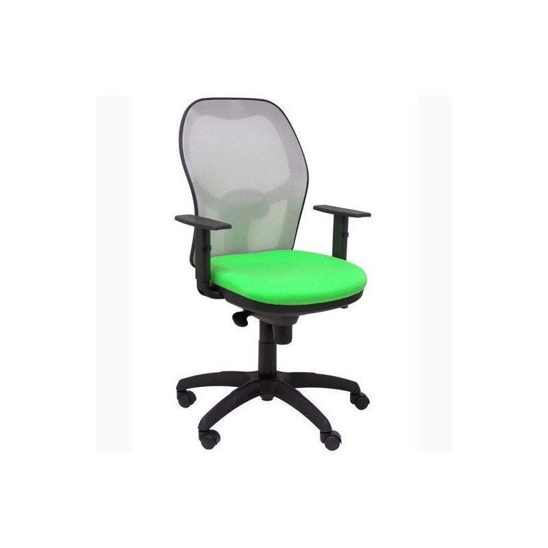 PIQUERAS Y CRESPO SILLA JORQUERA SINCRO BRAZOS REG. REFUERZO LUMBAR MALLA GRIS/TEJIDO BALI VERDE PISTACHO
