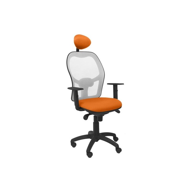 PIQUERAS Y CRESPO SILLA JORQUERA SINCRO BRAZOS REG. CABECERO REFUERZO LUMBAR MALLA GRIS/TEJIDO BALI NARANJA