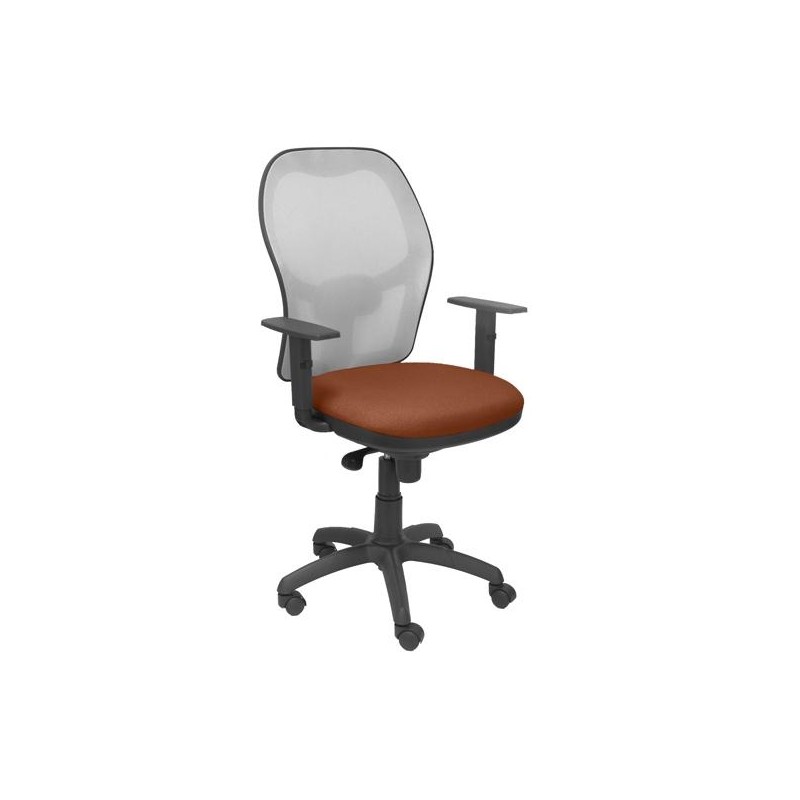 PIQUERAS Y CRESPO SILLA JORQUERA SINCRO BRAZOS REG. REFUERZO LUMBAR MALLA GRIS/TEJIDO BALI MARRÓN