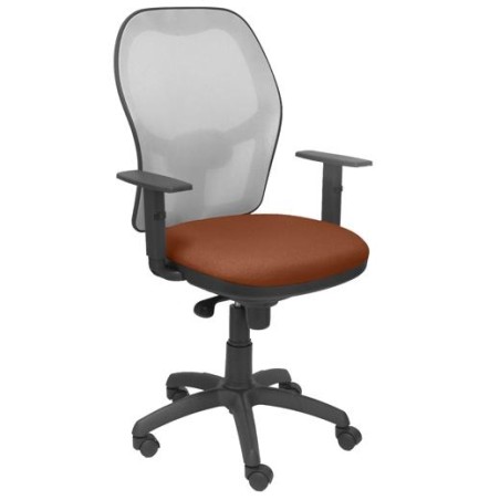 PIQUERAS Y CRESPO SILLA JORQUERA SINCRO BRAZOS REG. REFUERZO LUMBAR MALLA GRIS/TEJIDO BALI MARRÓN