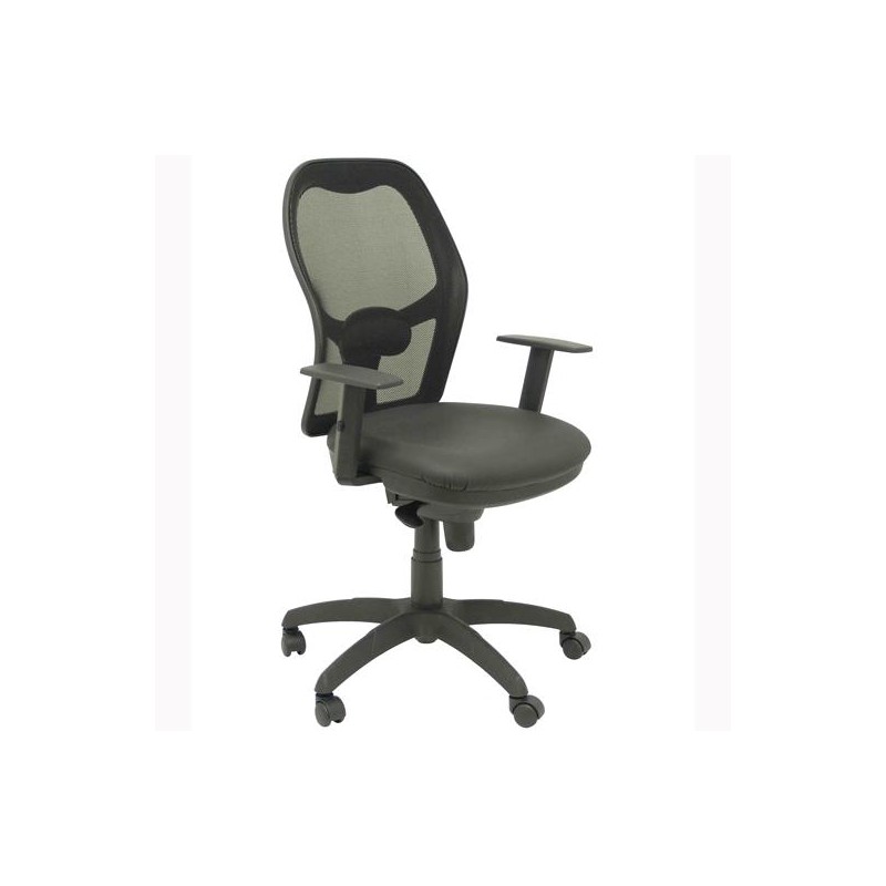 PIQUERAS Y CRESPO SILLA JORQUERA GIRATORIA SINCRO BRAZOS REG. RESPALDO MALLA ASIENTO SIMILPIEL NEGRO
