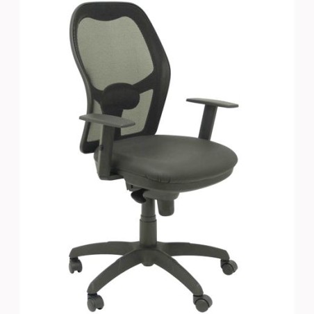 PIQUERAS Y CRESPO SILLA JORQUERA GIRATORIA SINCRO BRAZOS REG. RESPALDO MALLA ASIENTO SIMILPIEL NEGRO