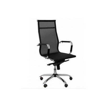 PIQUERAS Y CRESPO SILLÓN BARRAX BASCULANTE REGULABLE/A BRAZOS/F RUEDAS DE GOMA MALLA NAILON NEGRO