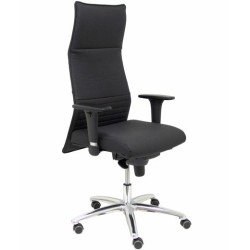 PIQUERAS Y CRESPO SILLÓN ALBACETE GIRATORIO SINCRO BRAZOS REG. RUEDAS DE PARQUÉ TAPIZADO PIEL NEGRO