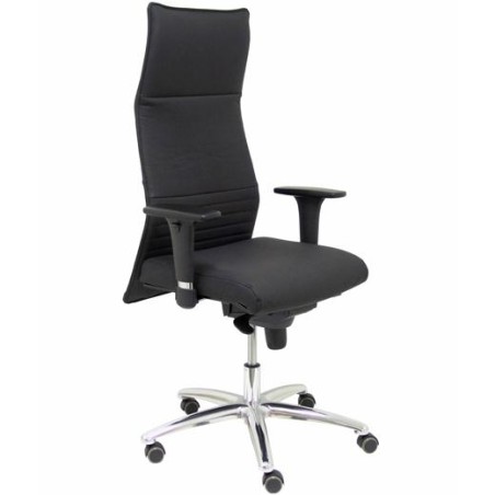 PIQUERAS Y CRESPO SILLÓN ALBACETE GIRATORIO SINCRO BRAZOS REG. RUEDAS DE PARQUÉ TAPIZADO PIEL NEGRO