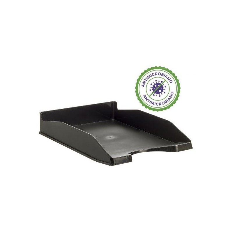 ARCHIVO 2000 BANDEJA ANTIMICROBIANA APILABLE EN 3 POSICIONES FONDO LISO DIN A4 Y FOLIO 345X255X60 MM NEGRO