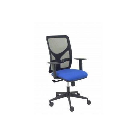 PIQUERAS Y CRESPO SILLA MOTILLA GIRATORIA SINCRO BRAZOS REG. RESPALDO MALLA NEGRO ASIENTO TEJIDO BALI AZUL