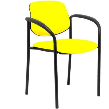 PIQUERAS Y CRESPO SILLA FIJA STYL B/FIJOS CHASIS NEGRO TAPIZADO SIMILPIEL AMARILLO