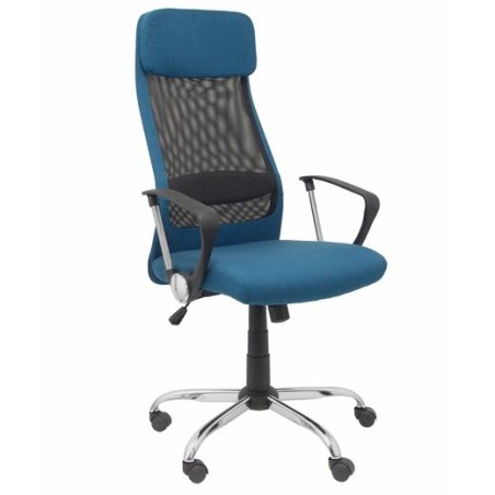 PIQUERAS Y CRESPO SILLÓN DE DIRECCIÓN ESTERAS BASCULANTE B/FIJOS RESPALDO DE MALLA ASIENTO TURQUESA