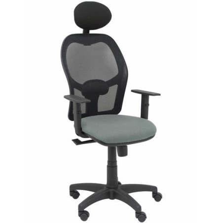 PIQUERAS Y CRESPO SILLA ALOCÉN SINCRO C/CABECERO FIJO B/REGULABLES REFUERZO LUMBAR MALLA NEGRO Y ASIENTO BALI GRIS