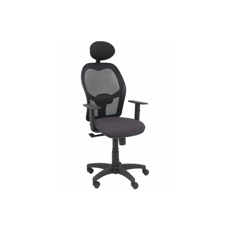 PIQUERAS Y CRESPO SILLA ALOCÉN SINCRO C/CABECERO FIJO B/REGULABLES REFUERZO LUMBAR MALLA NEGRO Y ASIENTO BALI GRIS OSCURO