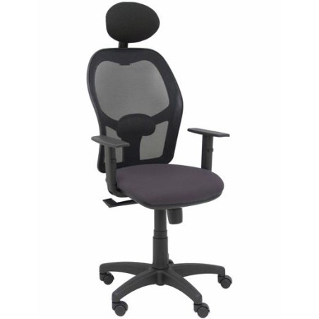 PIQUERAS Y CRESPO SILLA ALOCÉN SINCRO C/CABECERO FIJO B/REGULABLES REFUERZO LUMBAR MALLA NEGRO Y ASIENTO BALI GRIS OSCURO