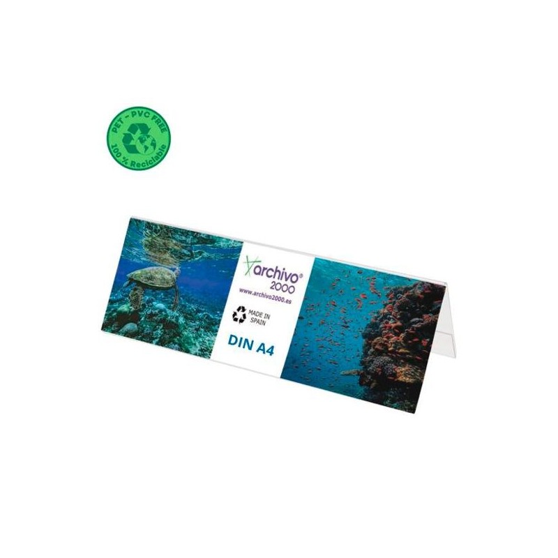 ARCHIVO 2000 PORTANOMBRES DE SOBREMESA FLEXIBLE DIN A4 PET 100% RECICLABLE CRISTAL TRANSPARENTE