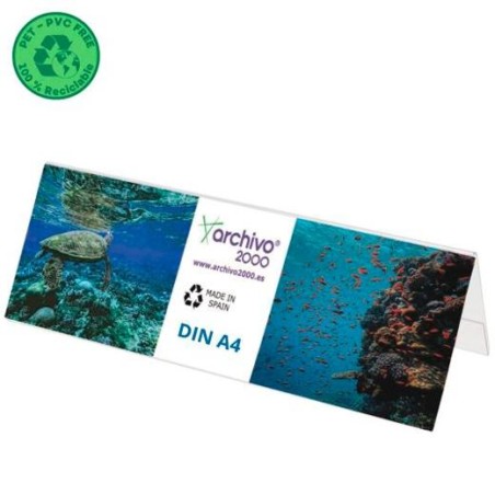 ARCHIVO 2000 PORTANOMBRES DE SOBREMESA FLEXIBLE DIN A4 PET 100% RECICLABLE CRISTAL TRANSPARENTE