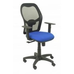 PIQUERAS Y CRESPO SILLA ALOCÉN SINCRO B/REGULABLE RESPALDO DE MALLA NEGRO ASIENTO AZUL