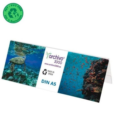 ARCHIVO 2000 PORTANOMBRES DE SOBREMESA FLEXIBLE DIN A5 PET 100% RECICLABLE CRISTAL TRANSPARENTE