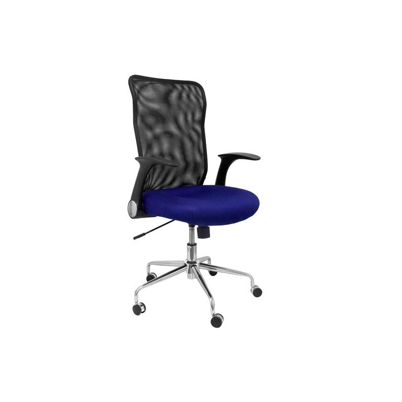 PIQUERAS Y CRESPO SILLA MINAYA GIRATORIA MECANISMO BASCULANTE B/REGULABLES RESPALDO MALLA NEGRO ASIENTO 3D AZUL