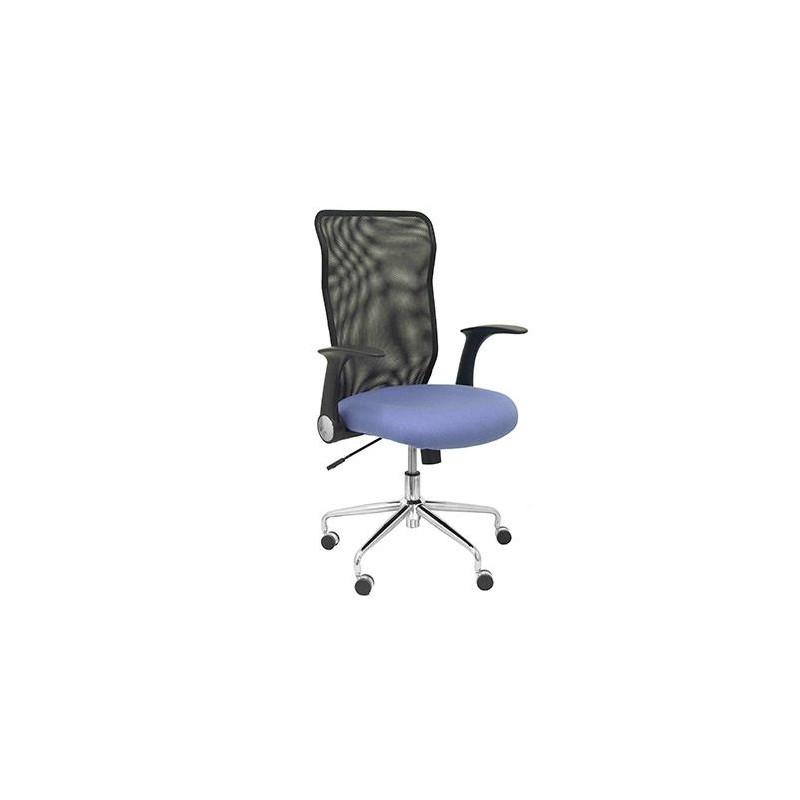 PIQUERAS Y CRESPO SILLA MINAYA GIRATORIA MECANISMO BASCULANTE B/REGULABLES RESPALDO MALLA NEGRO ASIENTO 3D AZUL CLARO