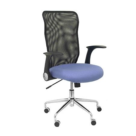PIQUERAS Y CRESPO SILLA MINAYA GIRATORIA MECANISMO BASCULANTE B/REGULABLES RESPALDO MALLA NEGRO ASIENTO 3D AZUL CLARO