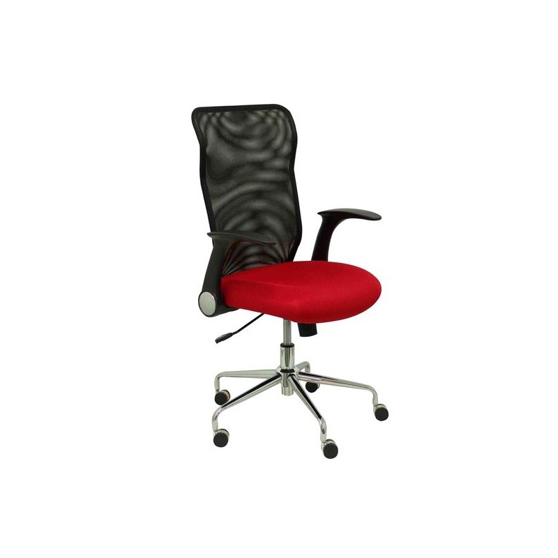 PIQUERAS Y CRESPO SILLA MINAYA GIRATORIA MECANISMO BASCULANTE B/REGULABLES RESPALDO MALLA NEGRO ASIENTO 3D ROJO