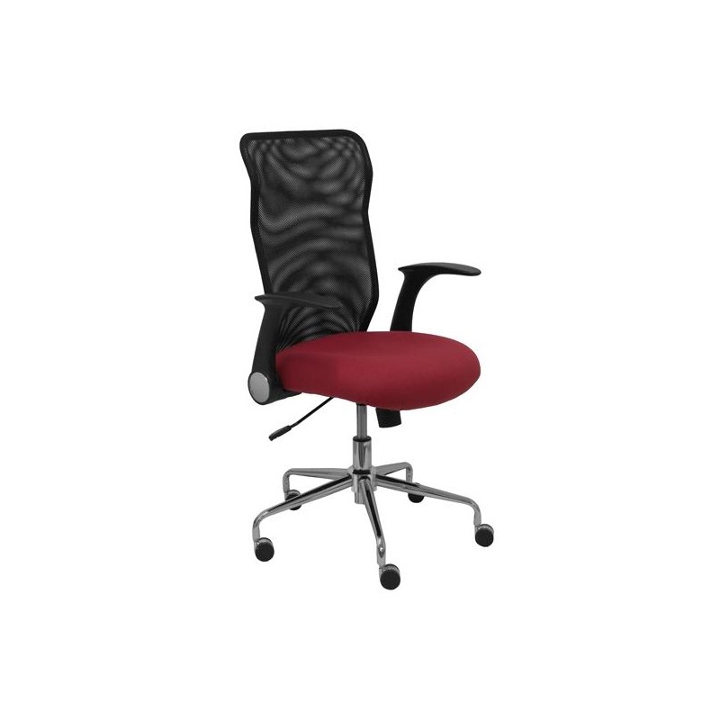 PIQUERAS Y CRESPO SILLA MINAYA GIRATORIA MECANISMO BASCULANTE B/REGULABLES RESPALDO MALLA NEGRO ASIENTO 3D GRANATE